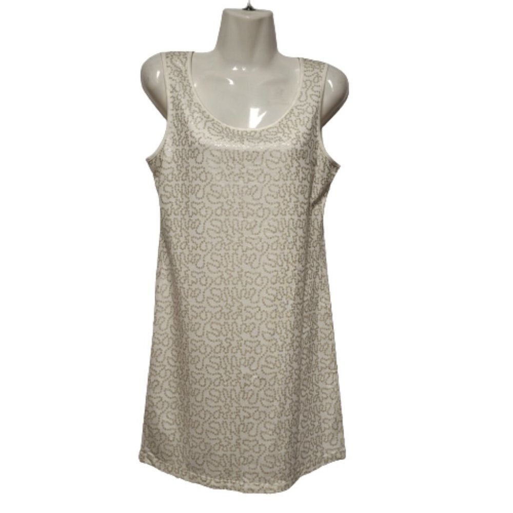 White  Sleeveless Sequin Shift Dress Size M